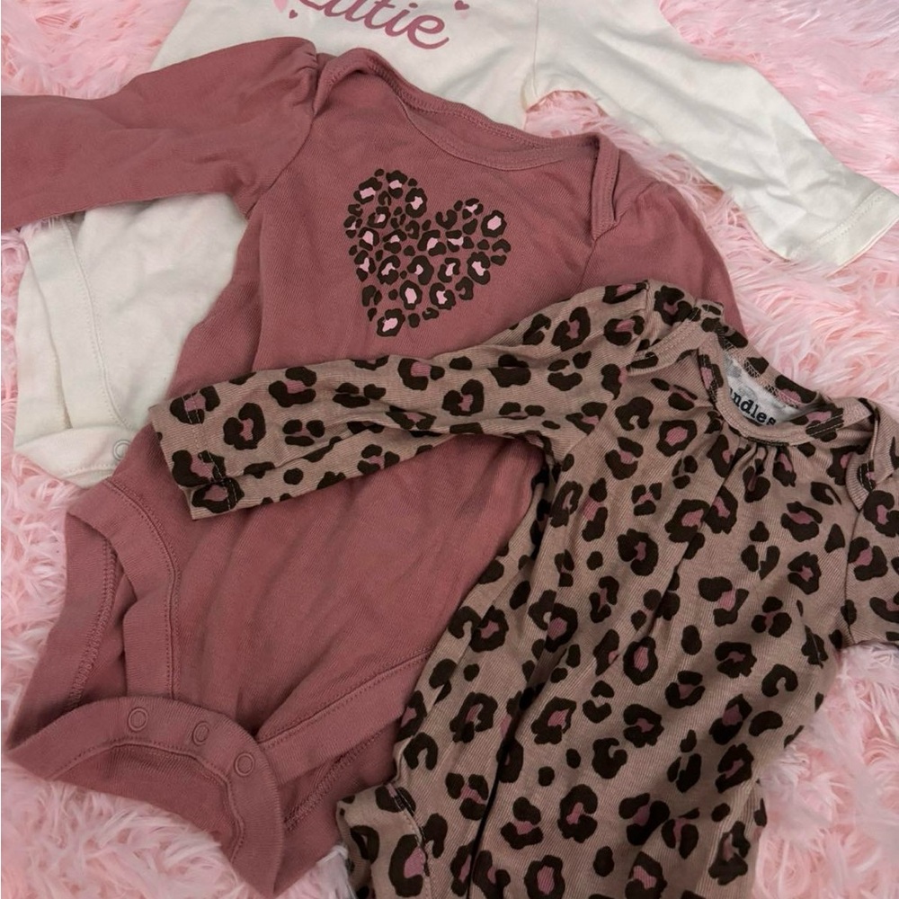 The Children's Place Pink and Brown Leopard Print Onesies